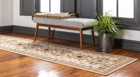 Ivory 2' 7 x 10' Taftan Runner Area Rug Durable 100% Polypropylene Classic Traditional Design Easy Clean Carpet for Home Interiors for Sale at Rug Engine