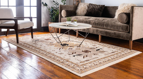 Ivory 7' 10 x 10' Taftan Rectangle Area Rug Durable 100% Polypropylene Classic Traditional Design Easy Clean Carpet for Home Interiors for Sale at Rug Engine