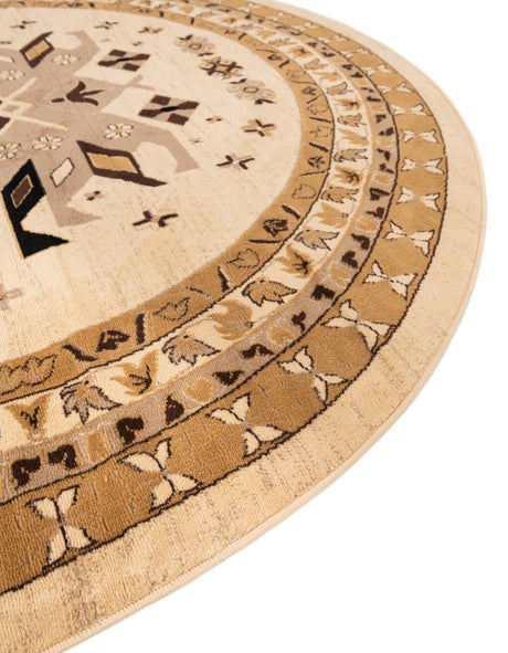 Ivory 7' 10 x 7' 10 Taftan Round Area Rug Durable 100% Polypropylene Classic Traditional Design Easy Clean Carpet for Home Interiors for Sale at Rug Engine