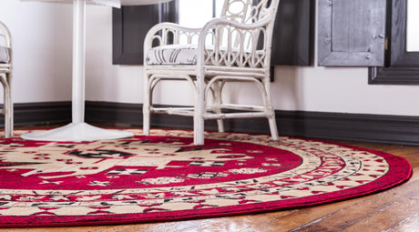 Red 7' 10 x 7' 10 Taftan Round Area Rug Durable 100% Polypropylene Classic Traditional Design Easy Clean Carpet for Home Interiors for Sale at Rug Engine
