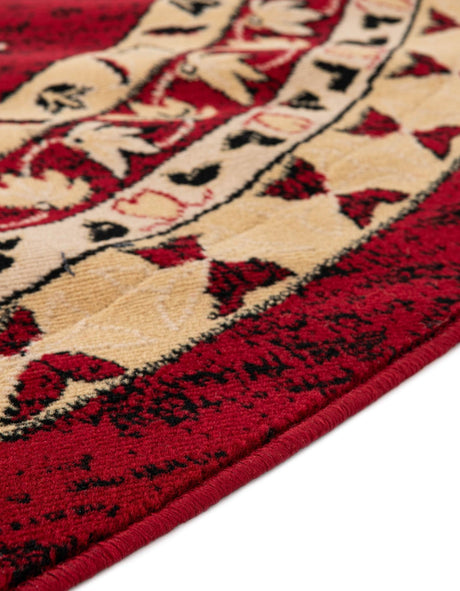 Red 7' 10 x 7' 10 Taftan Round Area Rug Durable 100% Polypropylene Classic Traditional Design Easy Clean Carpet for Home Interiors for Sale at Rug Engine