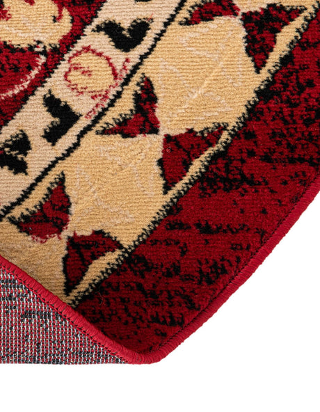 Red 7' 10 x 7' 10 Taftan Round Area Rug Durable 100% Polypropylene Classic Traditional Design Easy Clean Carpet for Home Interiors for Sale at Rug Engine