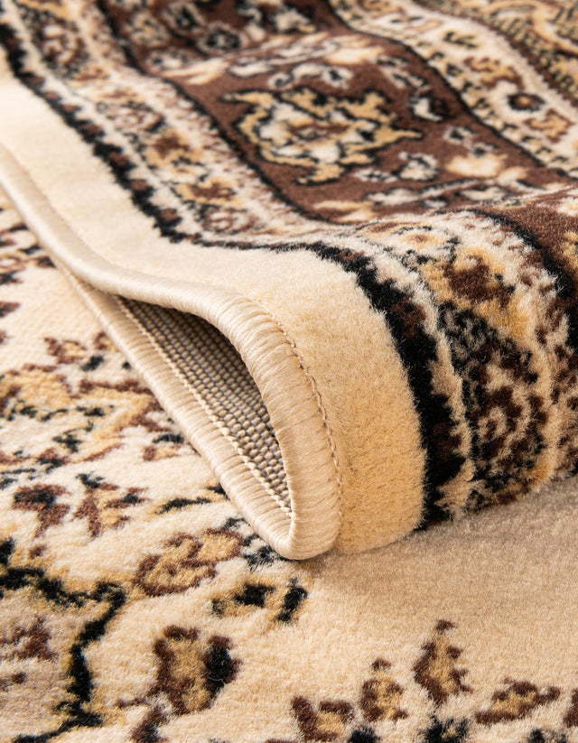 Ivory 7' 10 x 7' 10 Reza Round Area Rug 100% Polypropylene Easy Clean Traditional Motif Classic Carpet for Home Interiors for Sale at Rug Engine