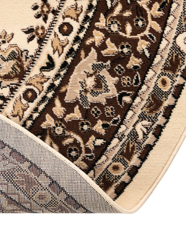 Ivory 7' 10 x 7' 10 Reza Round Area Rug 100% Polypropylene Easy Clean Traditional Motif Classic Carpet for Home Interiors for Sale at Rug Engine