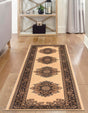 Ivory 2' 7 x 10' Reza Runner Area Rug 100% Polypropylene Easy Clean Traditional Motif Classic Carpet for Home Interiors for Sale at Rug Engine