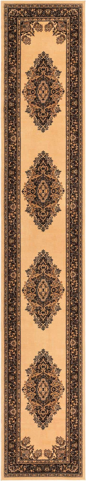 Ivory 3' 1 x 16' 5 Reza Runner Area Rug 100% Polypropylene Easy Clean Traditional Motif Classic Carpet for Home Interiors for Sale at Rug Engine