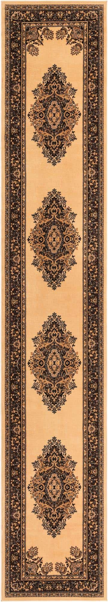 Ivory 3' 1 x 16' 5 Reza Runner Area Rug 100% Polypropylene Easy Clean Traditional Motif Classic Carpet for Home Interiors for Sale at Rug Engine