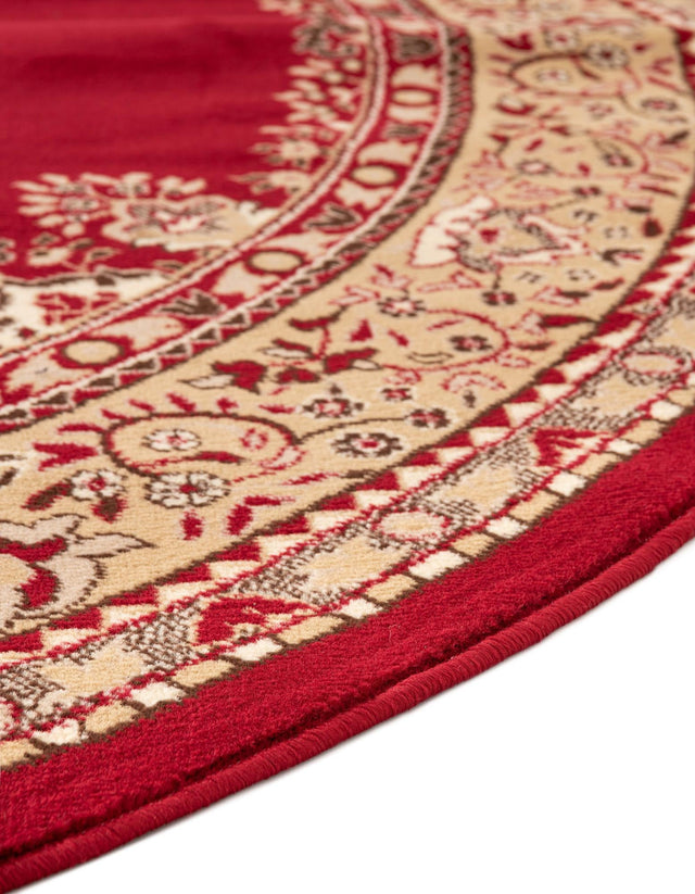 Burgundy 7' 10 x 7' 10 Reza Round Area Rug 100% Polypropylene Easy Clean Traditional Motif Classic Carpet for Home Interiors for Sale at Rug Engine