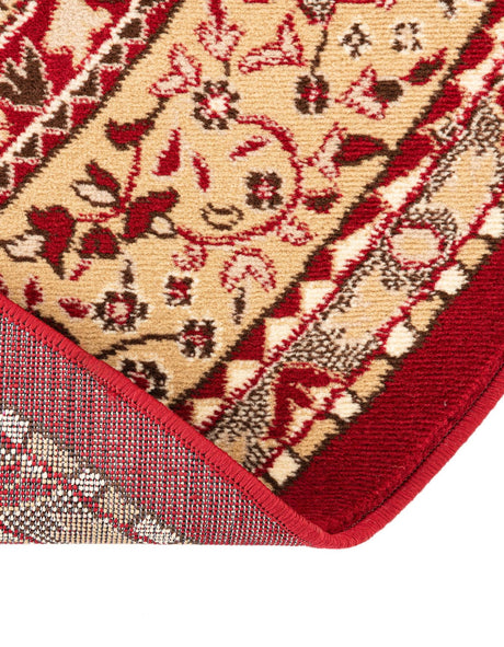 Burgundy 7' 10 x 7' 10 Reza Round Area Rug 100% Polypropylene Easy Clean Traditional Motif Classic Carpet for Home Interiors for Sale at Rug Engine