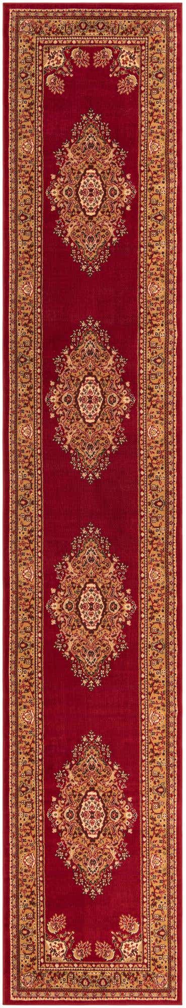 Burgundy 3' 1 x 16' 5 Reza Runner Area Rug 100% Polypropylene Easy Clean Traditional Motif Classic Carpet for Home Interiors for Sale at Rug Engine