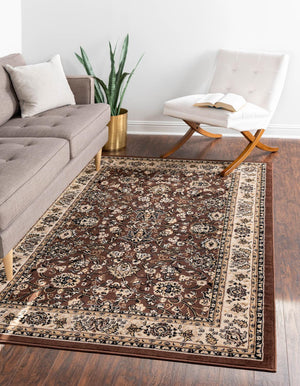 Brown 7' 10 x 11' Sialk Hill Rectangle Area Rug 100% Polypropylene Durable Easy Clean Classic Traditional Design Carpet for Interior Design for Sale at Rug Engine