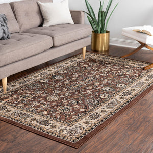 Brown 7' 10 x 11' Sialk Hill Rectangle Area Rug 100% Polypropylene Durable Easy Clean Classic Traditional Design Carpet for Interior Design for Sale at Rug Engine