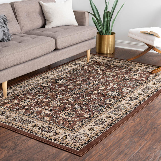 Brown 5' 3 x 7' 1 Sialk Hill Rectangle Area Rug 100% Polypropylene Durable Easy Clean Classic Traditional Design Carpet for Interior Design for Sale at Rug Engine
