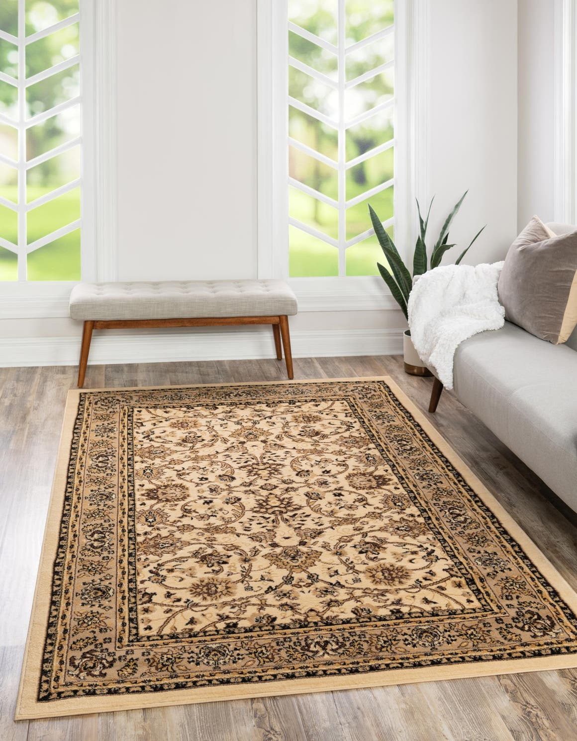 Ivory 10' x 14' 1 Sialk Hill Rectangle Area Rug 100% Polypropylene Durable Easy Clean Classic Traditional Design Carpet for Interior Design for Sale at Rug Engine