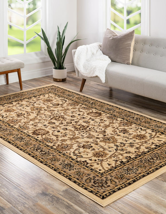 Ivory 5' 3 x 7' 1 Sialk Hill Rectangle Area Rug 100% Polypropylene Durable Easy Clean Classic Traditional Design Carpet for Interior Design for Sale at Rug Engine