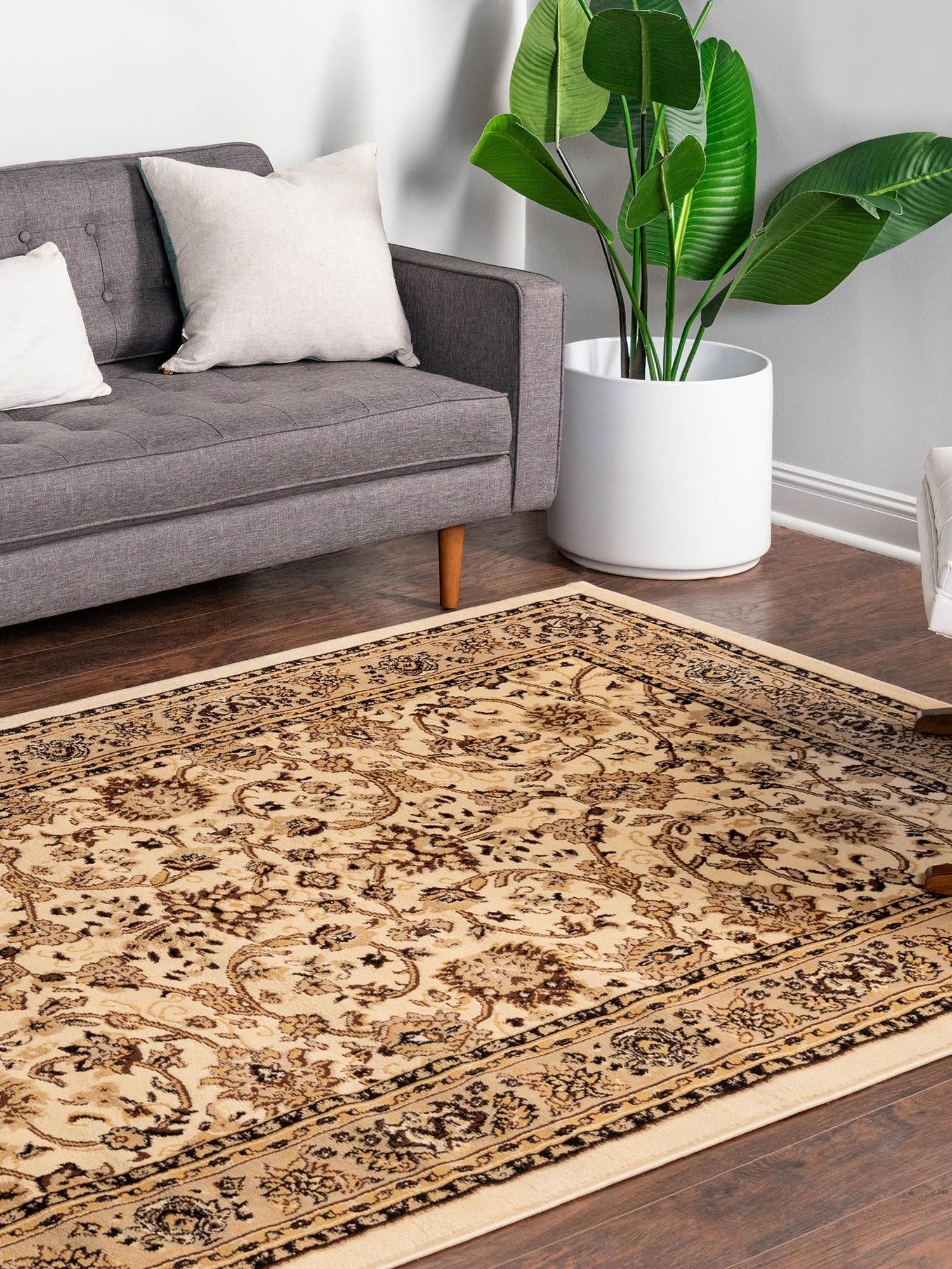 Ivory 7' 10 x 10' Sialk Hill Rectangle Area Rug 100% Polypropylene Durable Easy Clean Classic Traditional Design Carpet for Interior Design for Sale at Rug Engine