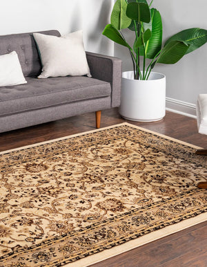 Ivory 5' 3 x 7' 1 Sialk Hill Rectangle Area Rug 100% Polypropylene Durable Easy Clean Classic Traditional Design Carpet for Interior Design for Sale at Rug Engine