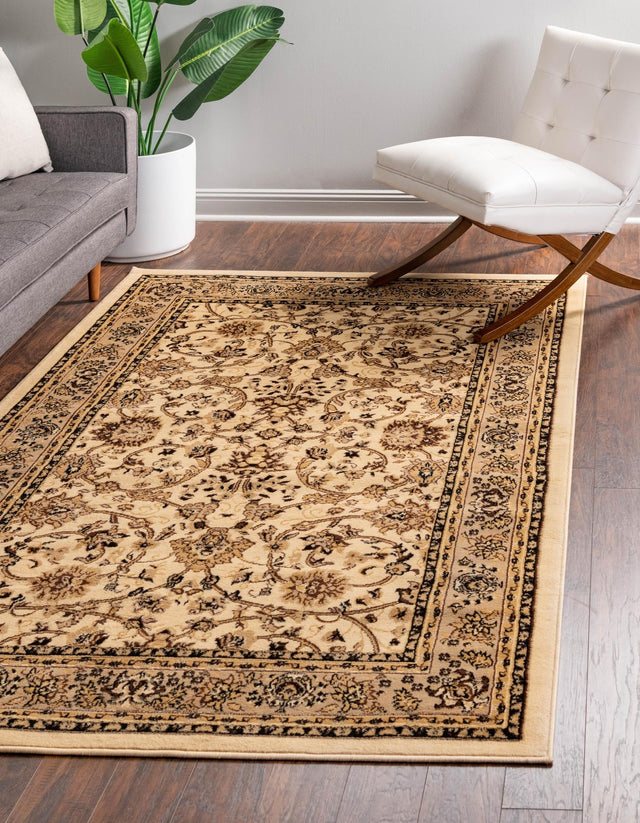 Ivory 5' 3 x 7' 1 Sialk Hill Rectangle Area Rug 100% Polypropylene Durable Easy Clean Classic Traditional Design Carpet for Interior Design for Sale at Rug Engine