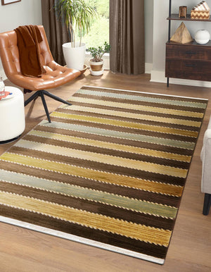 Brown 6' 1 x 9' Fars Rectangle Area Rug 100% Polypropylene Unique Traditional Carpet for Classical Living, Dining Room & Office Spaces for Sale at Rug Engine