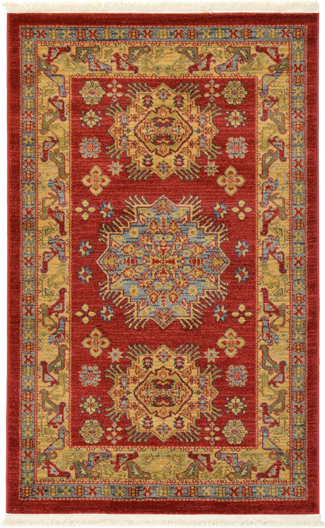 Red 3' 1 x 5' 3 Sahand Rectangle Area Rug Affordable Easy Clean Traditional Design Durable Carpet for Home Interior Design Living Room Dining Office for Sale at Rug Engine