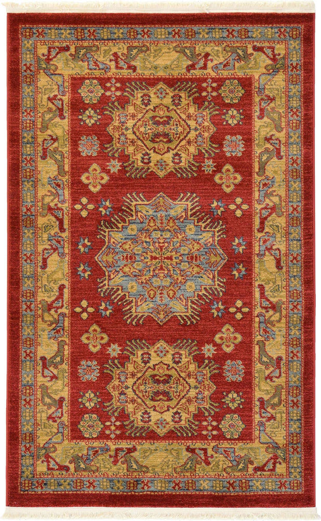 Red 3' 1 x 5' 3 Sahand Rectangle Area Rug Affordable Easy Clean Traditional Design Durable Carpet for Home Interior Design Living Room Dining Office for Sale at Rug Engine