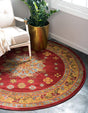 Red 8' x 8' Sahand Round Area Rug Affordable Easy Clean Traditional Design Durable Carpet for Home Interior Design Living Room Dining Office for Sale at Rug Engine