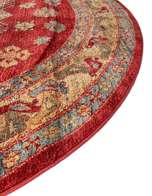 Red 8' x 8' Sahand Round Area Rug Affordable Easy Clean Traditional Design Durable Carpet for Home Interior Design Living Room Dining Office for Sale at Rug Engine