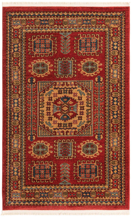 Red 3' 1 x 5' 3 Sahand Rectangle Area Rug Affordable Easy Clean Traditional Design Durable Carpet for Home Interior Design Living Room Dining Office for Sale at Rug Engine