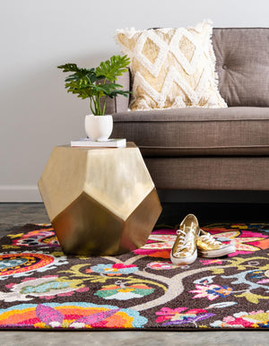 Brown 5' 1 x 8' Estrella Rectangle Area Rug 100% Polypropylene Non-Shedding Stain Resistant Carpet Colorful Modern Abstract Design Easy Clean for Home Decor for Sale at Rug Engine