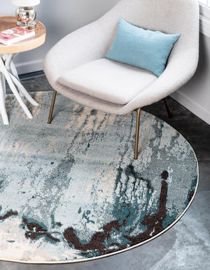 Light Blue 8' x 8' Estrella Round Rug