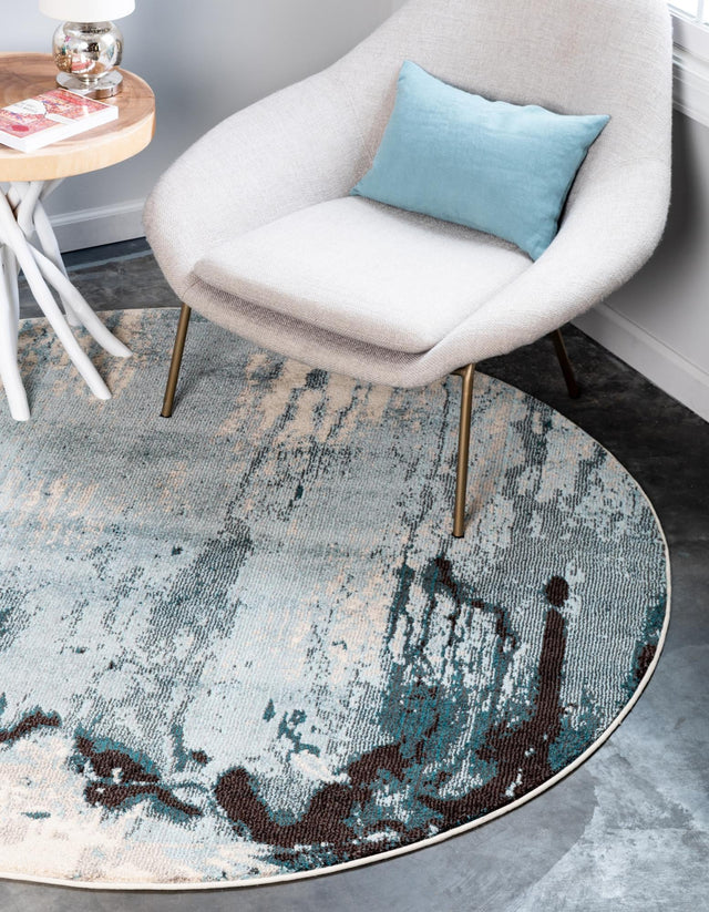 Light Blue 8' x 8' Estrella Round Rug