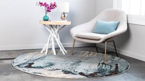 Light Blue 8' x 8' Estrella Round Rug