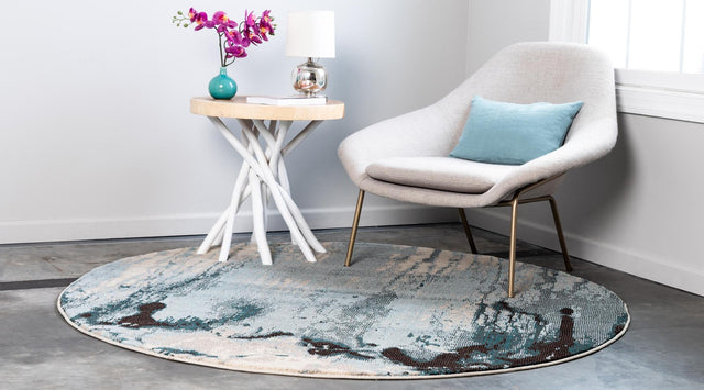 Light Blue 8' x 8' Estrella Round Rug