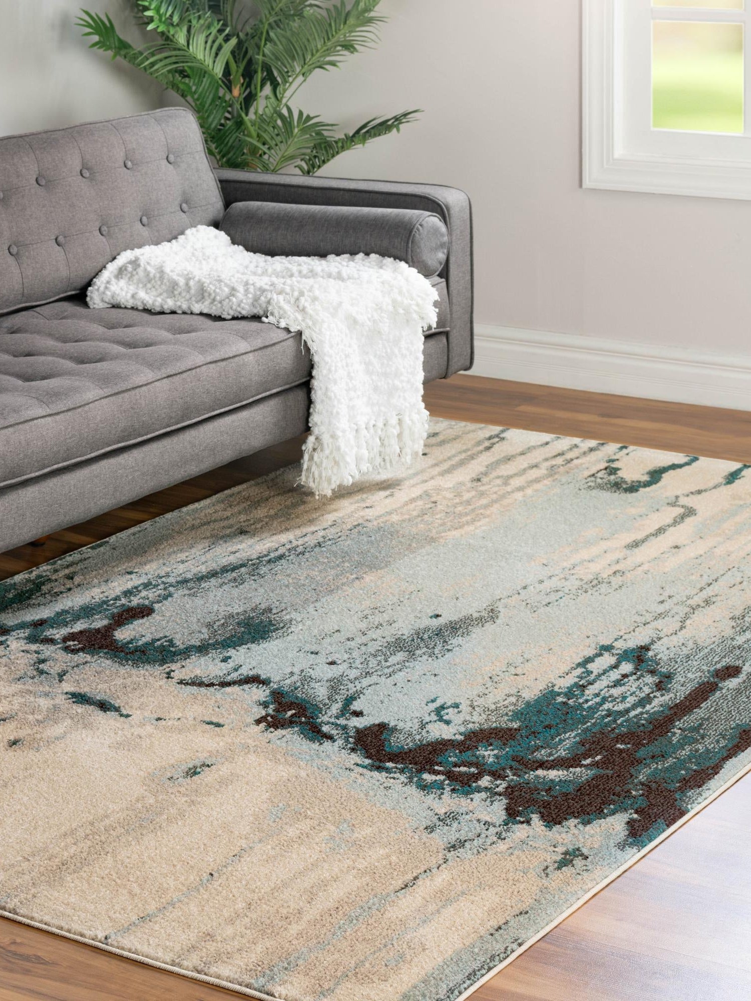 Light Blue 10' 6 x 16' 5 Estrella 100% Polypropylene Non-Shedding Stain Resistant Carpet Colorful Modern Abstract Design Easy Clean for Home Decor for Sale at Rug Engine