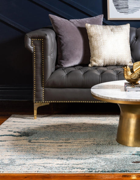 Light Blue 7' 1 x 10' Estrella Rectangle Area Rug 100% Polypropylene Non-Shedding Stain Resistant Carpet Colorful Modern Abstract Design Easy Clean for Home Decor for Sale at Rug Engine