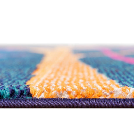 Blue 6' 1 x 6' 1 Estrella Round Area Rug 100% Polypropylene Non-Shedding Stain Resistant Carpet Colorful Modern Abstract Design Easy Clean for Home Decor for Sale at Rug Engine