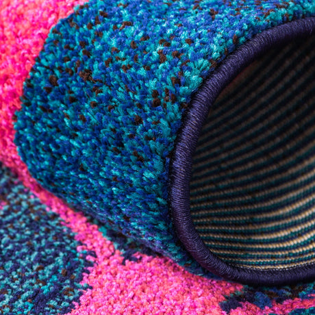 Blue 6' 1 x 6' 1 Estrella Round Area Rug 100% Polypropylene Non-Shedding Stain Resistant Carpet Colorful Modern Abstract Design Easy Clean for Home Decor for Sale at Rug Engine