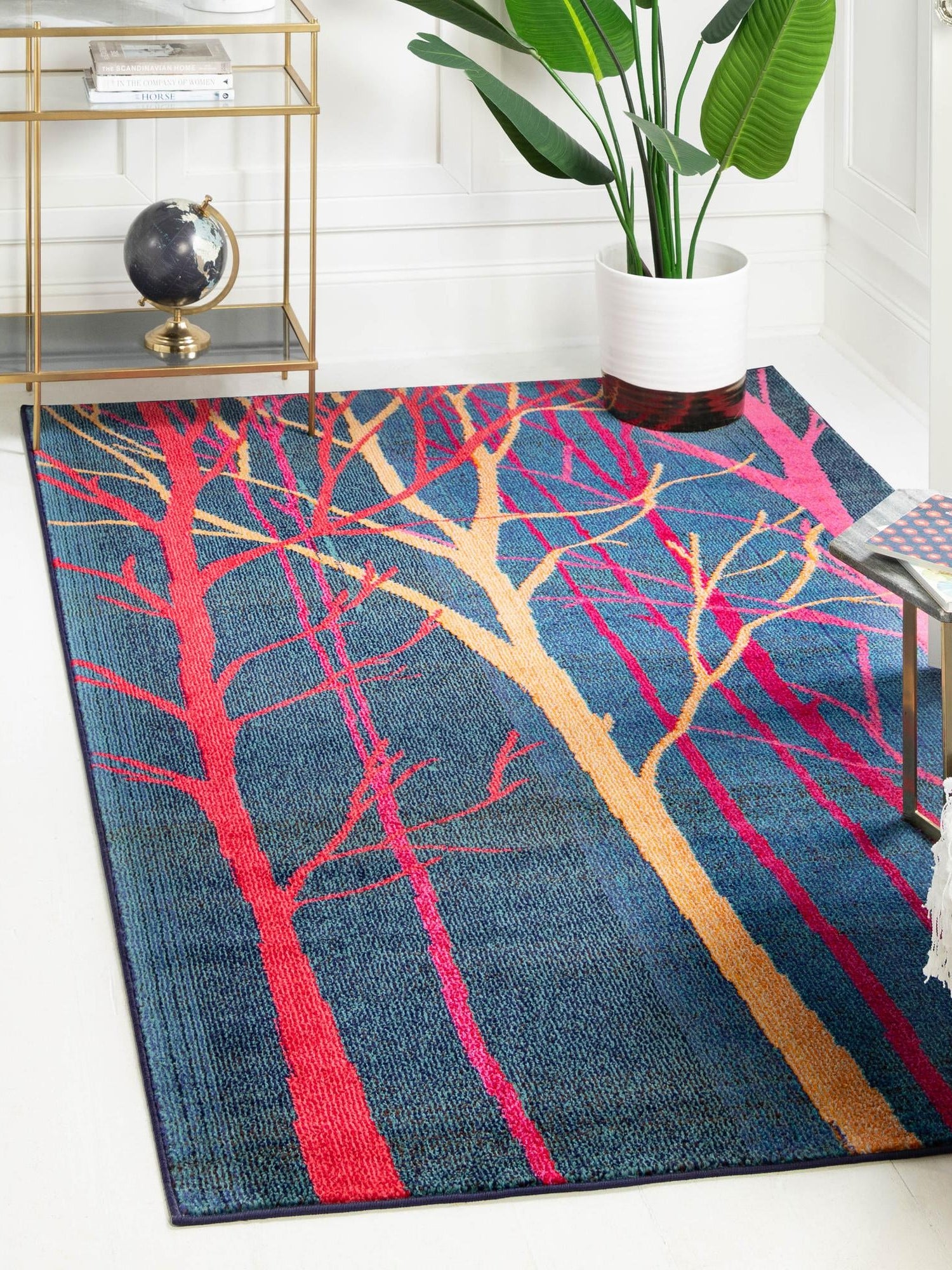 Blue 5' 1 x 8' Estrella Rectangle Area Rug 100% Polypropylene Non-Shedding Stain Resistant Carpet Colorful Modern Abstract Design Easy Clean for Home Decor for Sale at Rug Engine