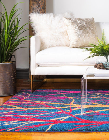 Blue 10' 6 x 16' 5 Estrella Rectangle Area Rug 100% Polypropylene Non-Shedding Stain Resistant Carpet Colorful Modern Abstract Design Easy Clean for Home Decor for Sale at Rug Engine