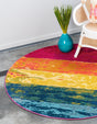 Multicolor 8' x 8' Estrella Round Area Rug 100% Polypropylene Non-Shedding Stain Resistant Carpet Colorful Modern Abstract Design Easy Clean for Home Decor for Sale at Rug Engine