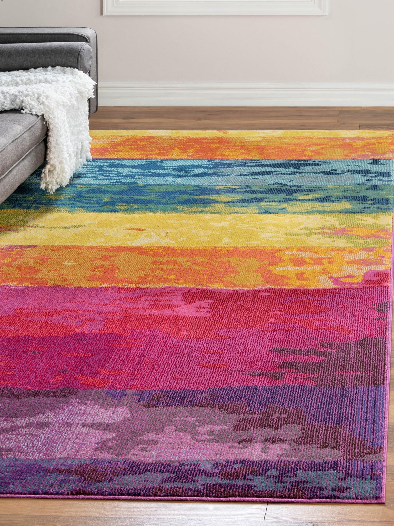 Multicolor 10' 6 x 16' 5 Estrella Rectangle Area Rug 100% Polypropylene Non-Shedding Stain Resistant Carpet Colorful Modern Abstract Design Easy Clean for Home Decor for Sale at Rug Engine