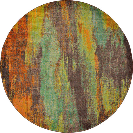 Multicolor 8' x 8' Jardin Round Area Rug 100% Polypropylene With Cotton Backing Colorful & Vivid Modern Carpet for Home Decor for Sale at Rug Engine