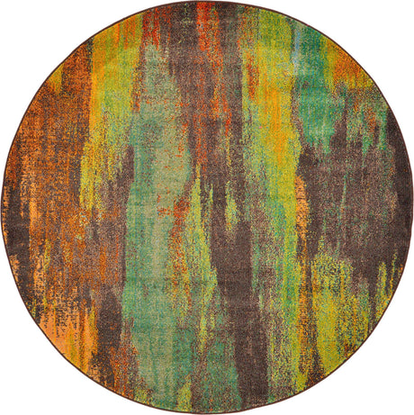 Multicolor 6' 1 x 6' 1 Jardin Round Area Rug 100% Polypropylene With Cotton Backing Colorful & Vivid Modern Carpet for Home Decor for Sale at Rug Engine