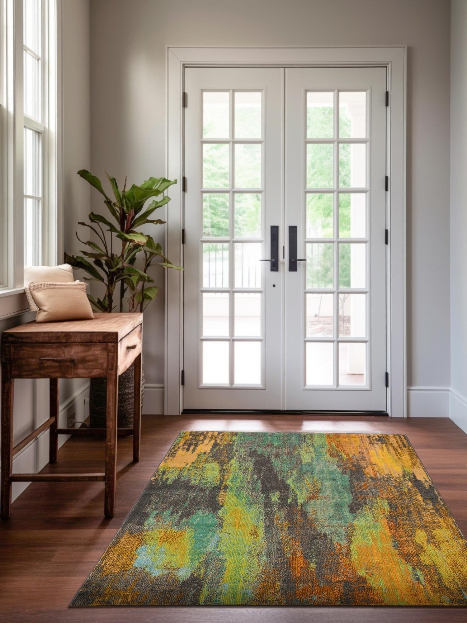 Multicolor 8' x 11' 4 Jardin Rectangle Area Rug 100% Polypropylene With Cotton Backing Colorful & Vivid Modern Carpet for Home Decor for Sale at Rug Engine