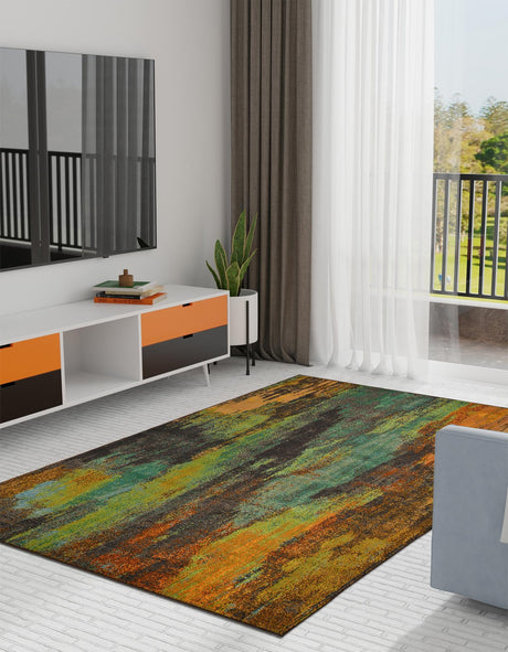 Multicolor 7' 1 x 10' Jardin Rectangle Area Rug 100% Polypropylene With Cotton Backing Colorful & Vivid Modern Carpet for Home Decor for Sale at Rug Engine