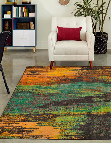 Multicolor 7' 1 x 10' Jardin Rectangle Area Rug 100% Polypropylene With Cotton Backing Colorful & Vivid Modern Carpet for Home Decor for Sale at Rug Engine