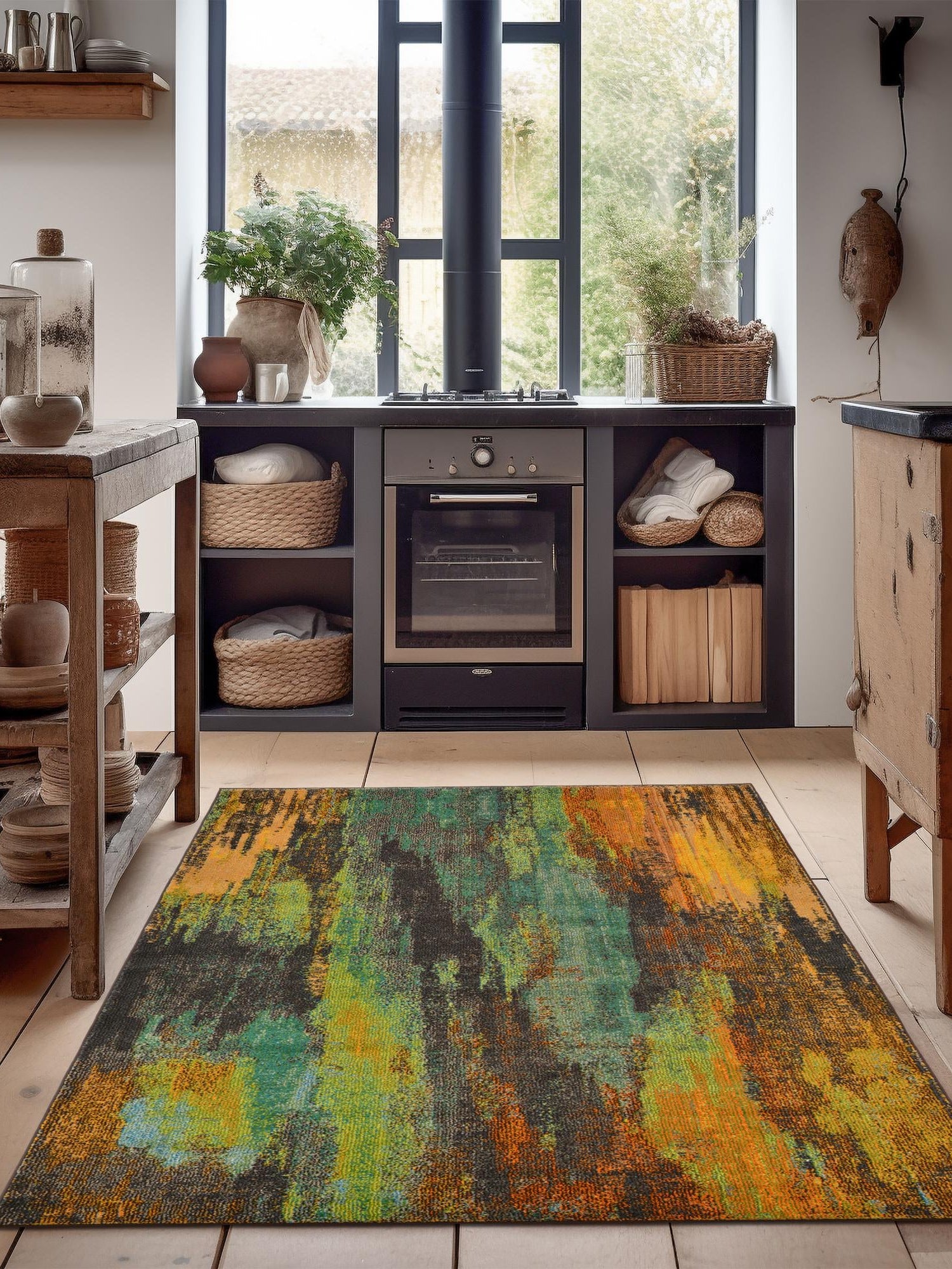 Multicolor 6' 1 x 9' Jardin Rectangle Area Rug 100% Polypropylene With Cotton Backing Colorful & Vivid Modern Carpet for Home Decor for Sale at Rug Engine