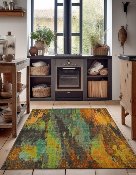 Multicolor 7' 1 x 10' Jardin Rectangle Area Rug 100% Polypropylene With Cotton Backing Colorful & Vivid Modern Carpet for Home Decor for Sale at Rug Engine