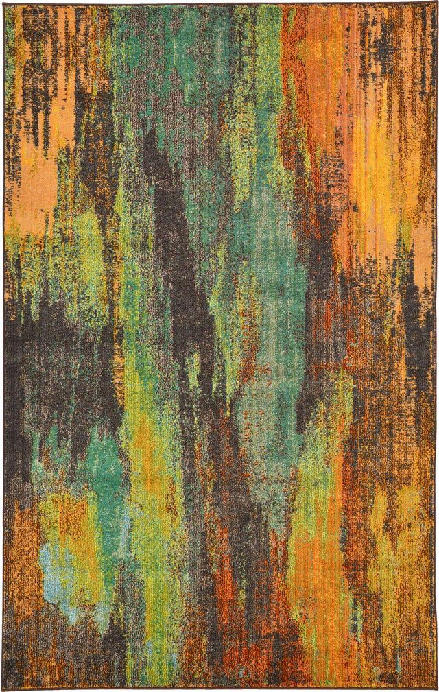 Multicolor 5' 1 x 8' Jardin Rectangle Area Rug 100% Polypropylene With Cotton Backing Colorful & Vivid Modern Carpet for Home Decor for Sale at Rug Engine