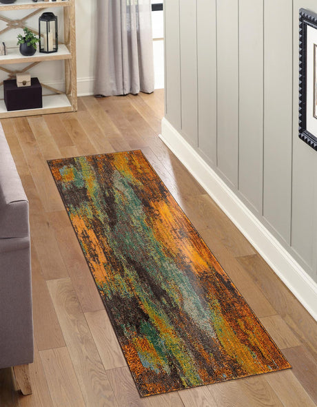 Multicolor 2' 7 x 10' Jardin Runner Area Rug 100% Polypropylene With Cotton Backing Colorful & Vivid Modern Carpet for Home Decor for Sale at Rug Engine